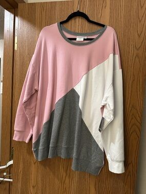 Torrid Pink White Gray Pullover Sweatshirt